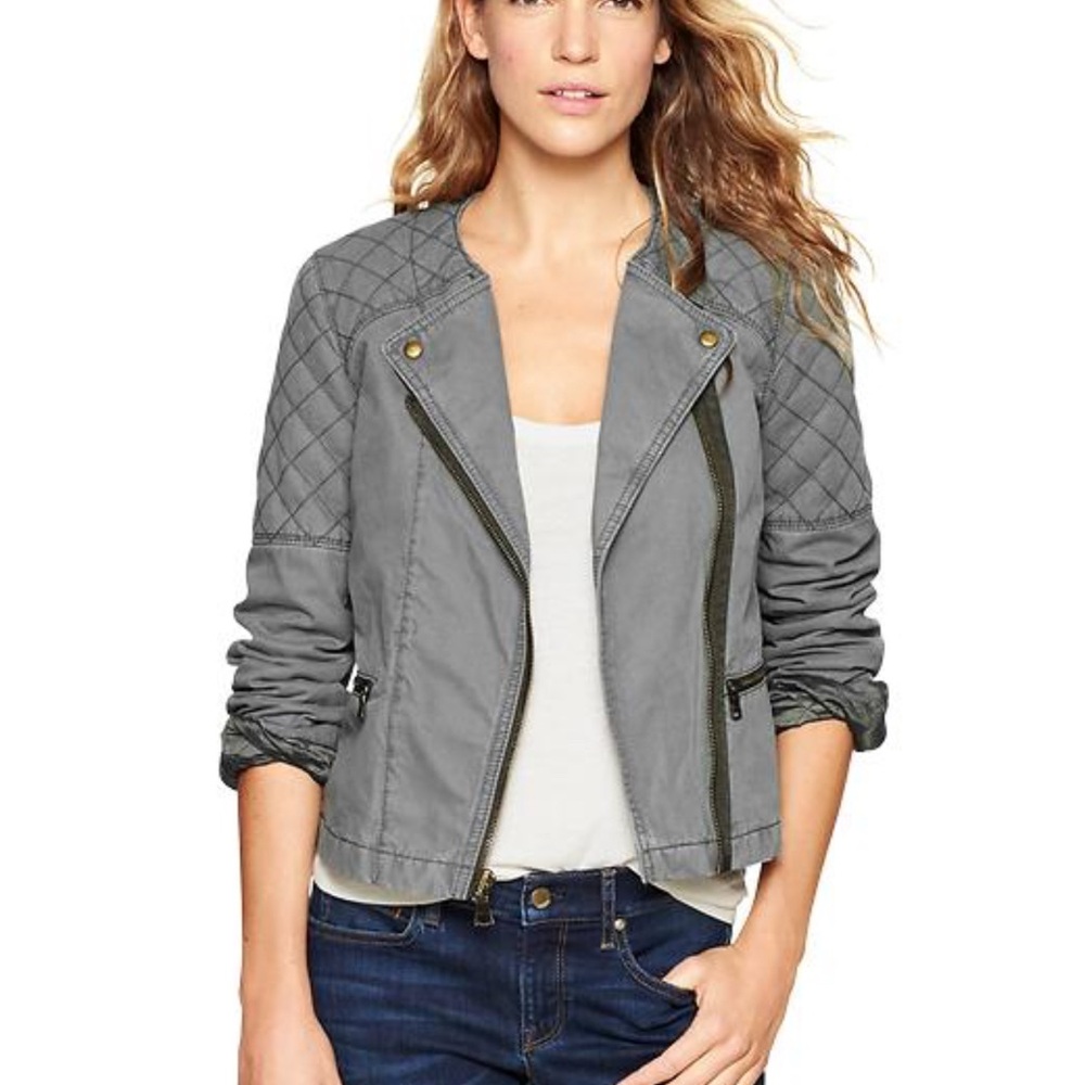 Gap Women's Quilted Gray Moto Jacket